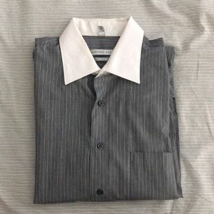 Stripped Dress Shirt with White Collar